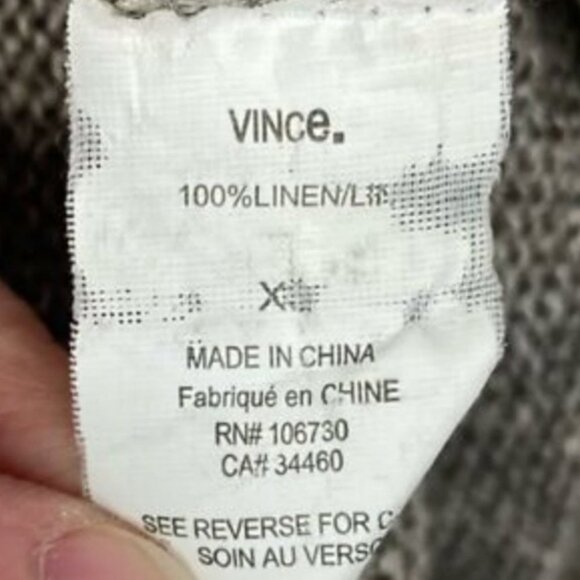 Vince 100% Linen Drop Shoulder Sweater Grey Crew Neck Size‎ XS Long Sleeve Knit - Picture 7 of 8